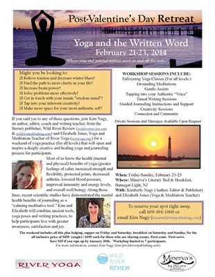 Kim Nagy, editor of Wild River Review, and yoga magic-maker Elizabeth Jones teamed up for this weekend of Writing-and-Yoga!
